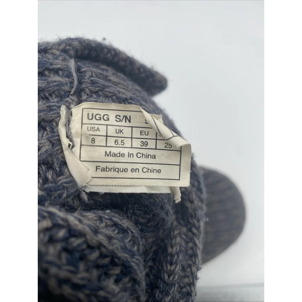 UGG Australia Lattice Cardy Knit Boots Women 8‎ Charcoal Grey Button Tall